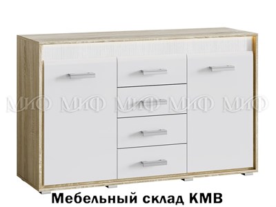 Комод  фортуна белый глянец дуб сонома мебельный склад кмв