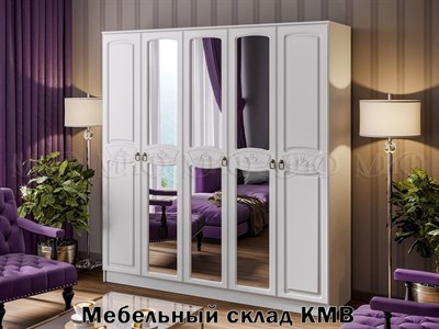 Шкаф 5-ти створчатый Александрина белый глянец/белый 11891 - фото 18091