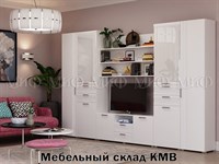 Модульная гостиная Асти миф белый дуб глянец вариант 3 мебельный склад кмв